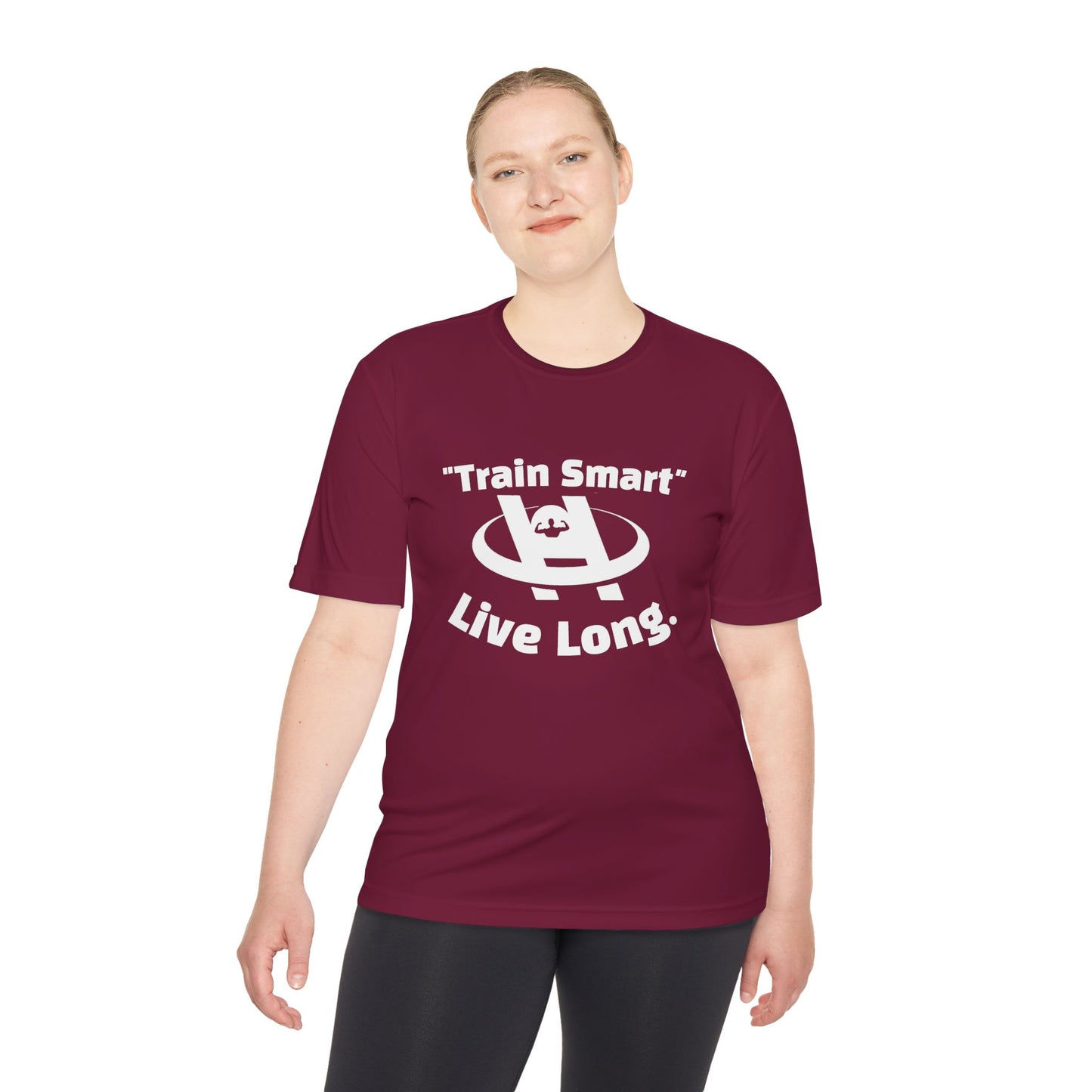 Unisex Moisture Wicking Fitness Tee - TRAIN SMART , LIVE LONG. Stay Cool, Exercise Shirt, Gym Apparel, Workout Top, Activewear - HustleHealthShop