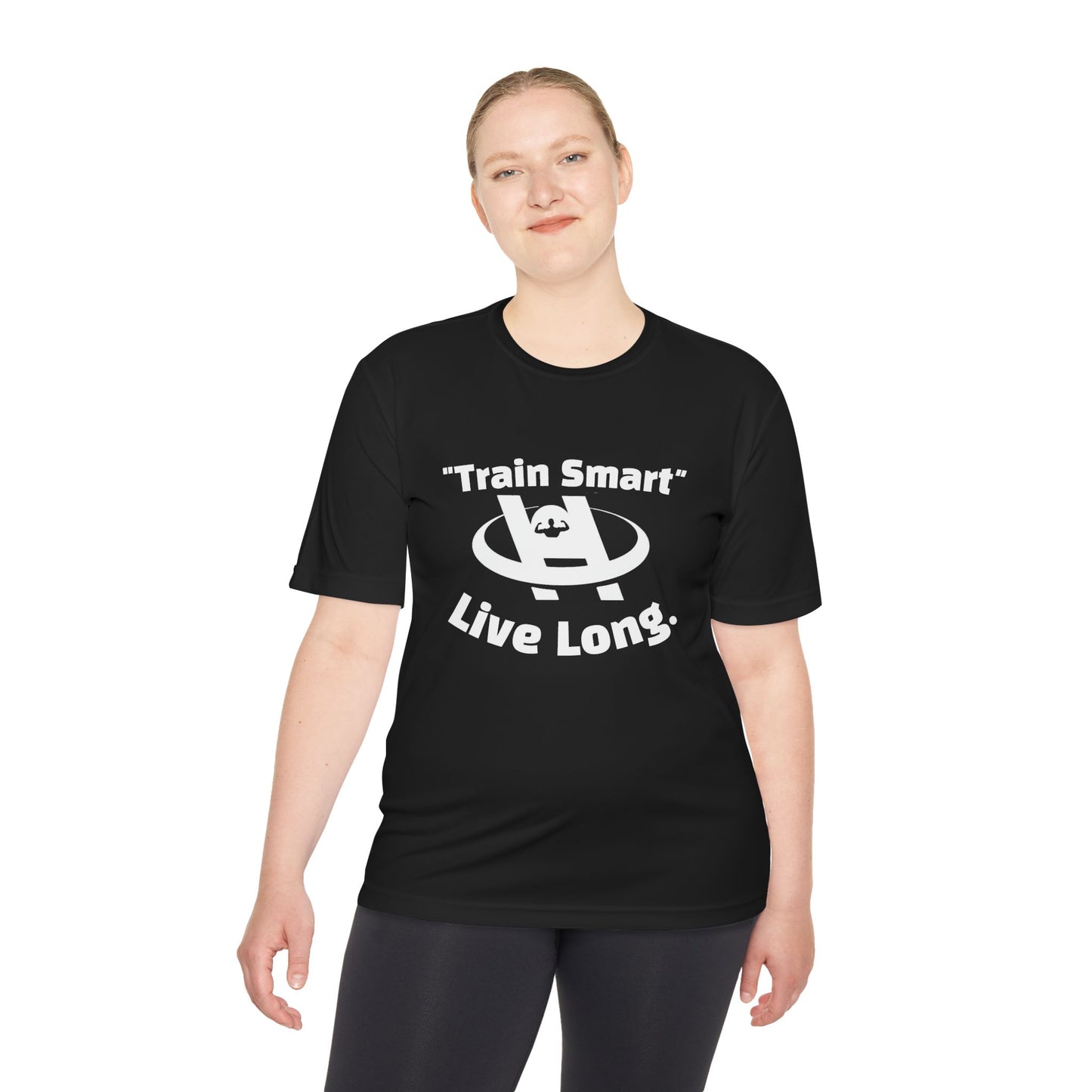 Unisex Moisture Wicking Fitness Tee - TRAIN SMART , LIVE LONG. Stay Cool, Exercise Shirt, Gym Apparel, Workout Top, Activewear - HustleHealthShop