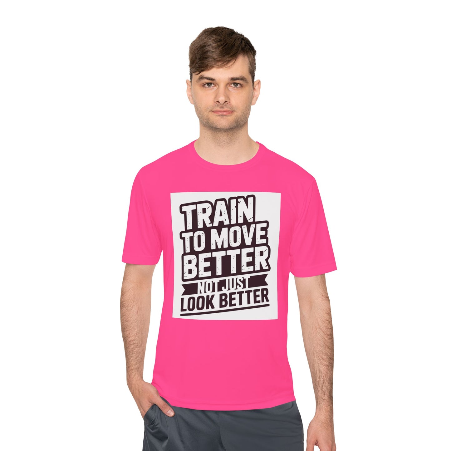 Train to Move Better Unisex Moisture Wicking Tee, Workout Shirt, Fitness Apparel, Gym Wardrobe, Motivational T-Shirt, Activewear