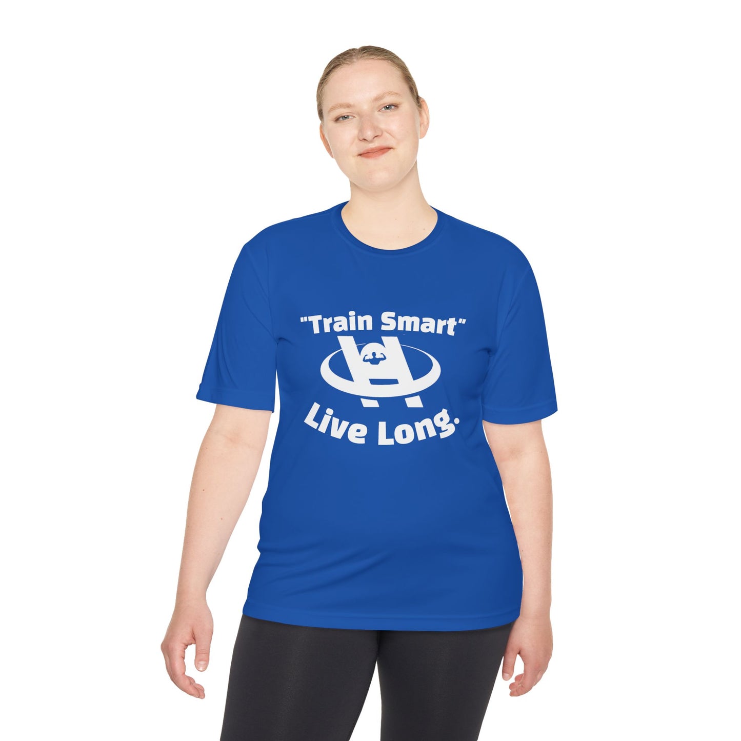 Unisex Moisture Wicking Fitness Tee - TRAIN SMART , LIVE LONG. Stay Cool, Exercise Shirt, Gym Apparel, Workout Top, Activewear - HustleHealthShop