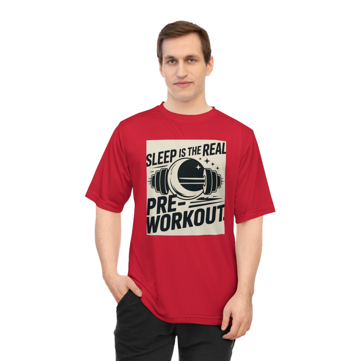 Sleep is The Real Pre-Workout with Background Unisex Zone Performance T-shirt - HustleHealthShop