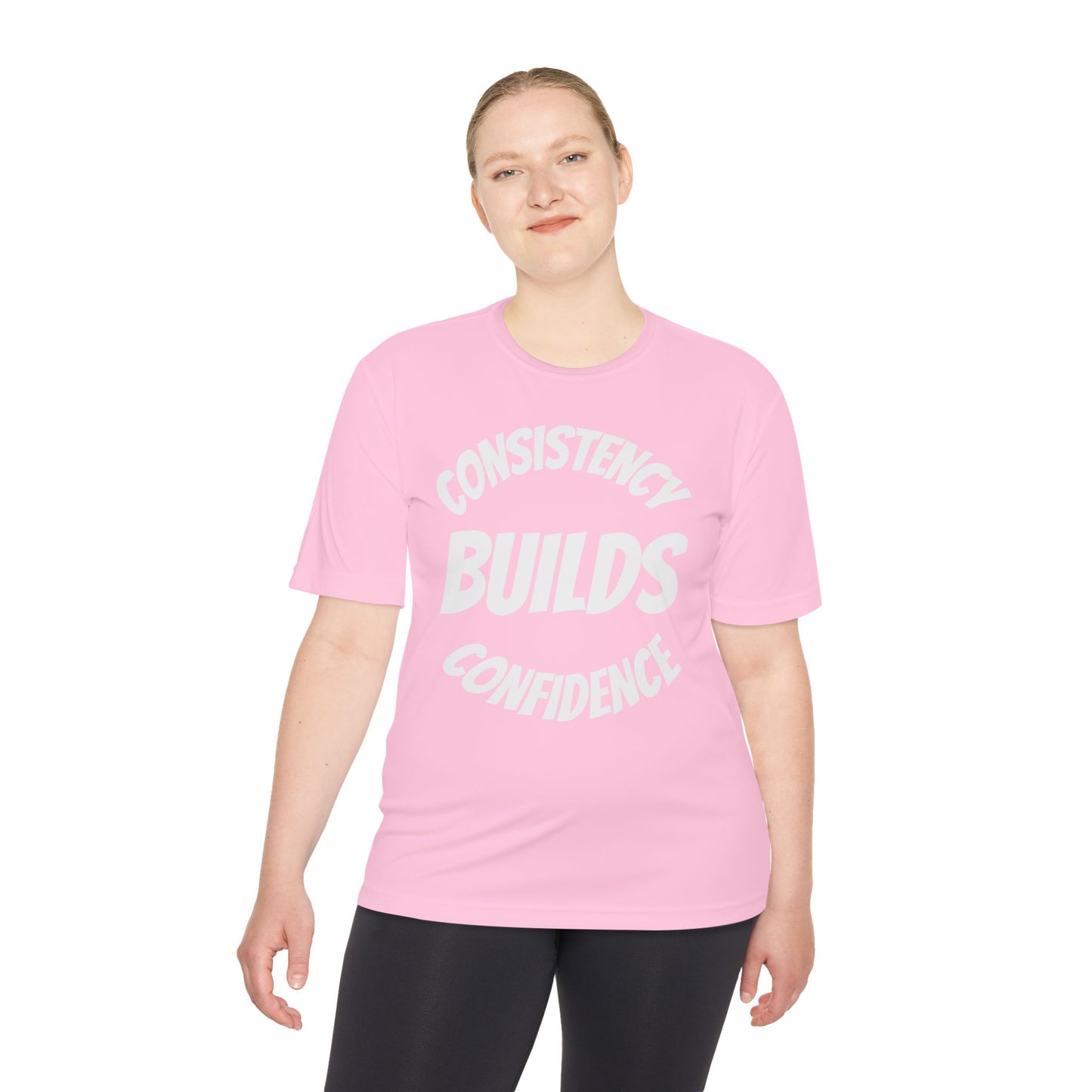 Confidence Build Moisture Wicking Tee, Consistency Builds Confidence | Athletic T-Shirt | Gym Wear | Fitness Apparel | Workout Gear | Motivational Shirt - HustleHealthShop