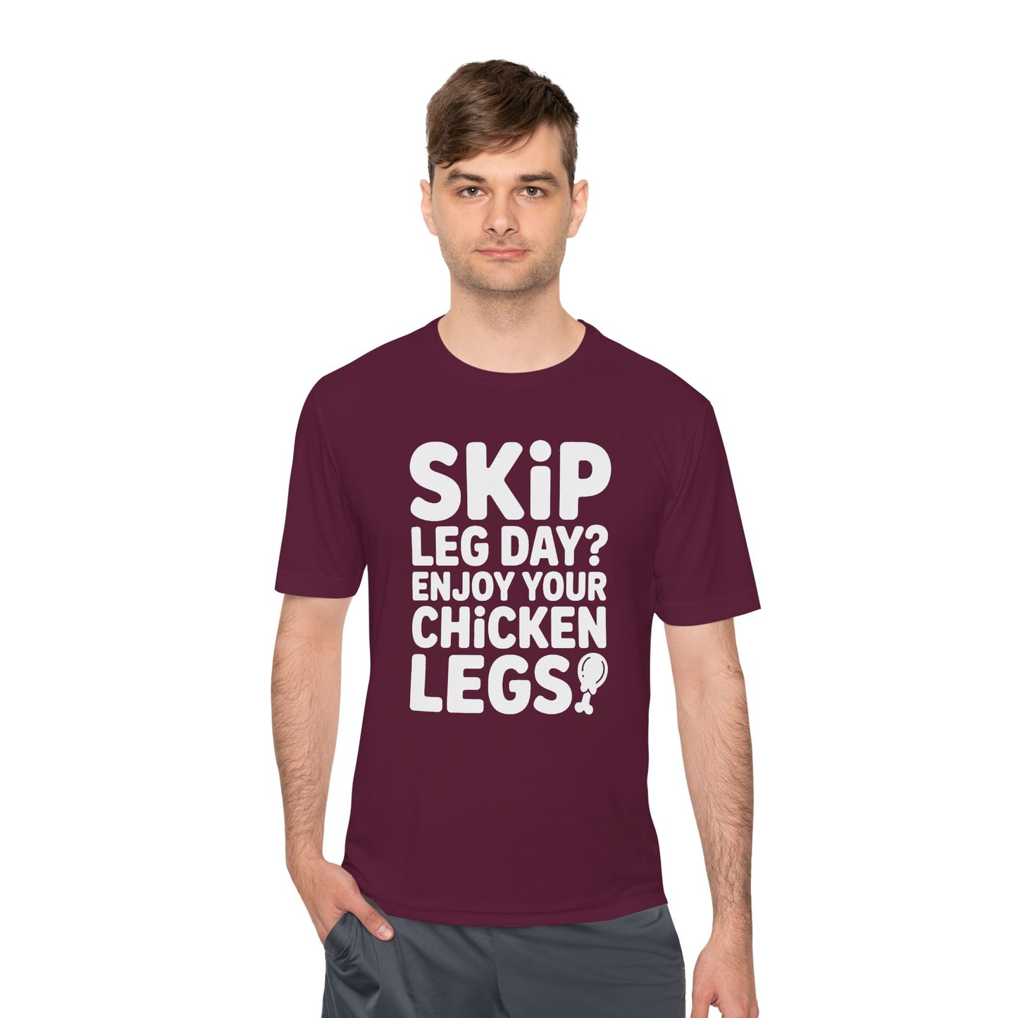 Skip Leg Day? Funny Unisex Tee, Workout Humor Shirt, Fitness Gift, Gym Apparel, Moisture Wicking T-Shirt for Fitness Lovers