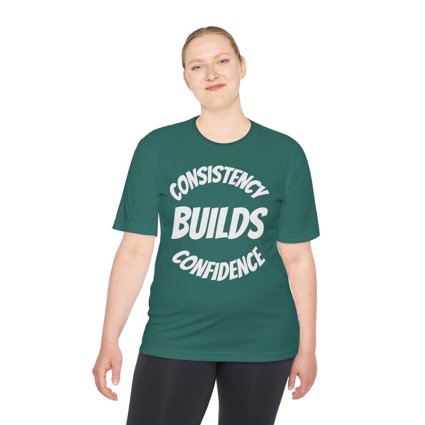 Confidence Build Moisture Wicking Tee, Consistency Builds Confidence | Athletic T-Shirt | Gym Wear | Fitness Apparel | Workout Gear | Motivational Shirt - HustleHealthShop