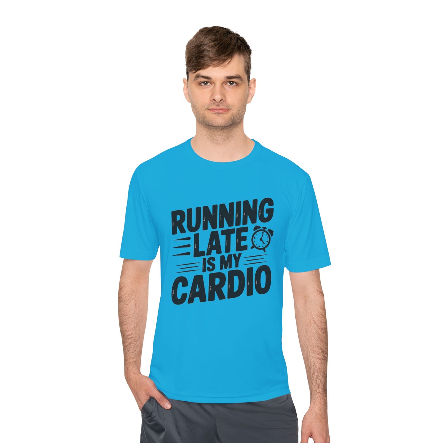 Funny Running Late Tee, Sports T-Shirt, Workout Top, Gift for Runners, Humorous Exercise Apparel