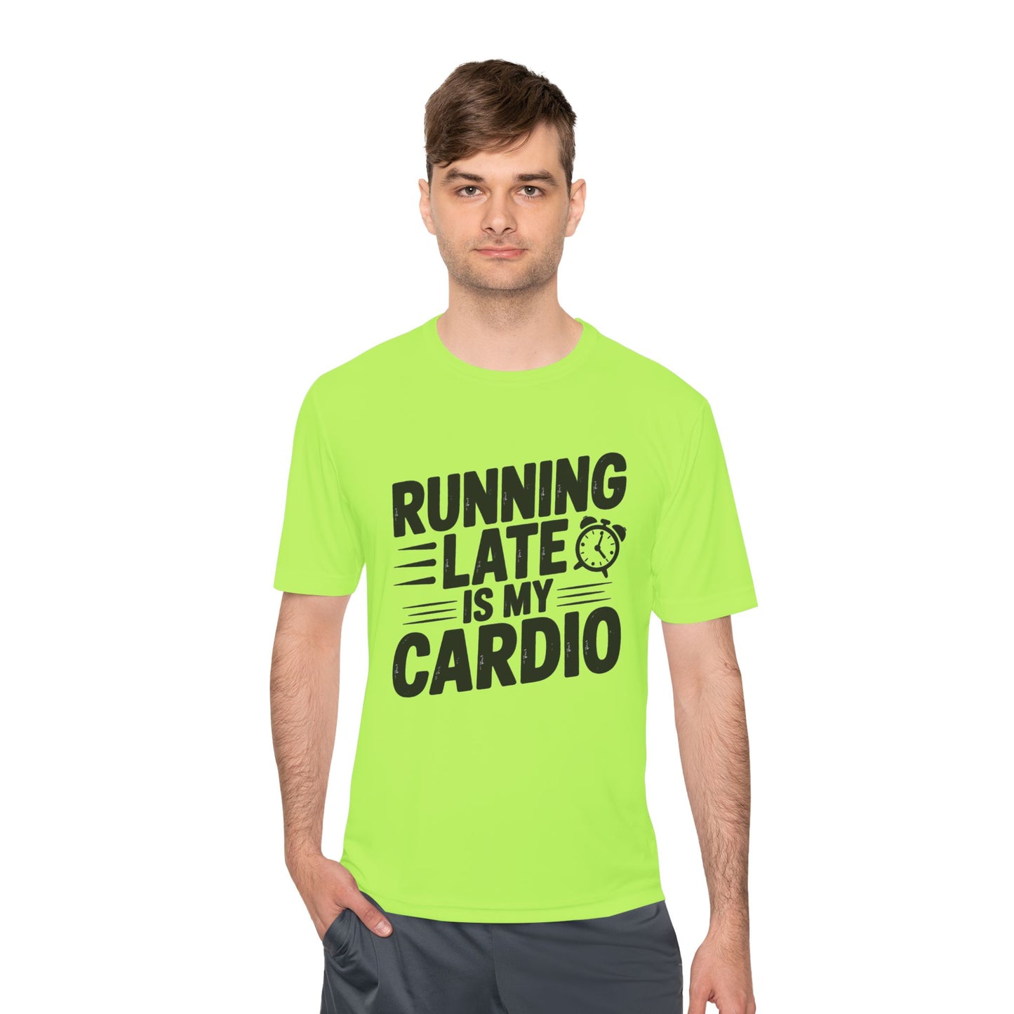 Funny Running Late Tee, Sports T-Shirt, Workout Top, Gift for Runners, Humorous Exercise Apparel