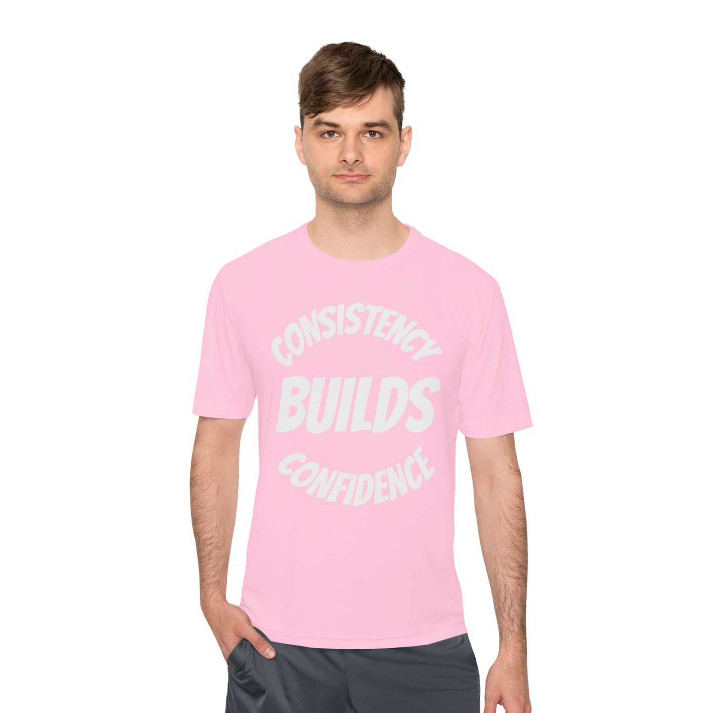Confidence Build Moisture Wicking Tee, Consistency Builds Confidence | Athletic T-Shirt | Gym Wear | Fitness Apparel | Workout Gear | Motivational Shirt - HustleHealthShop