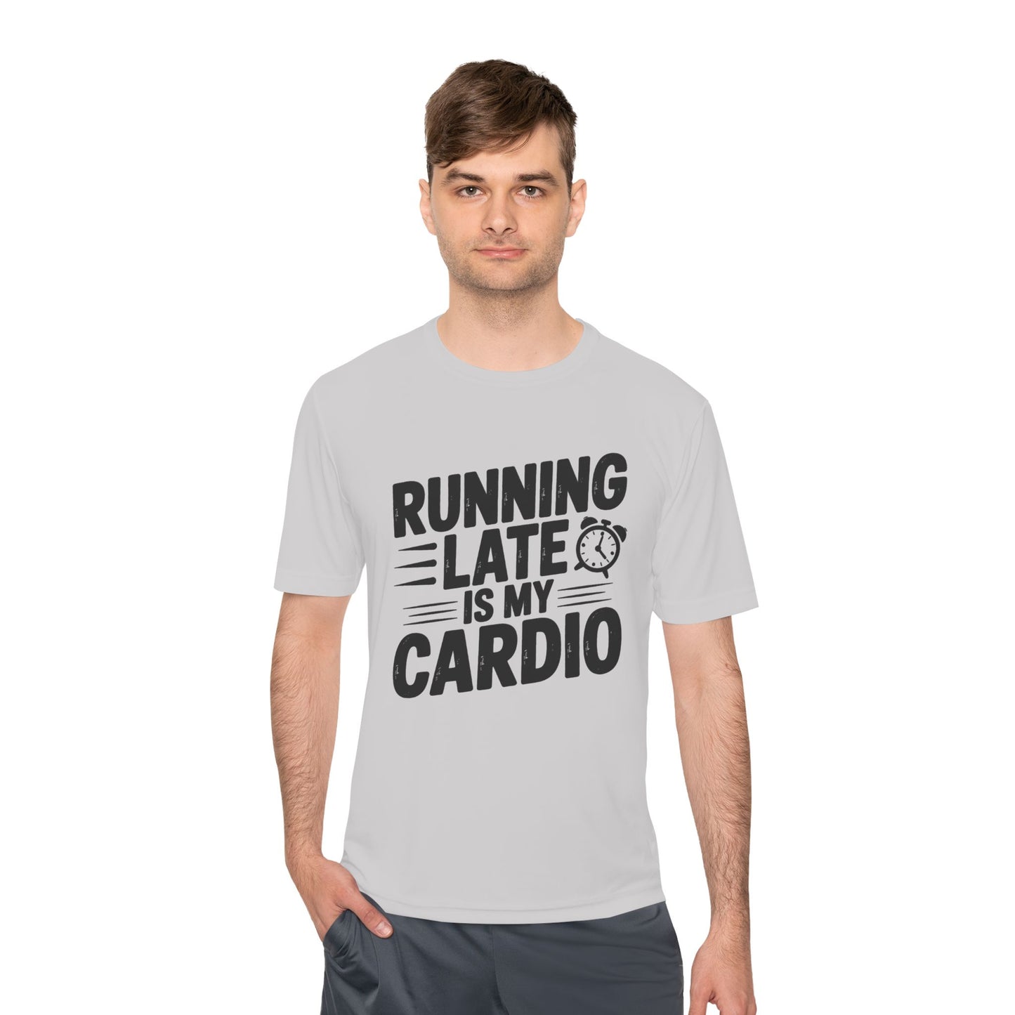 Funny Running Late Tee, Sports T-Shirt, Workout Top, Gift for Runners, Humorous Exercise Apparel
