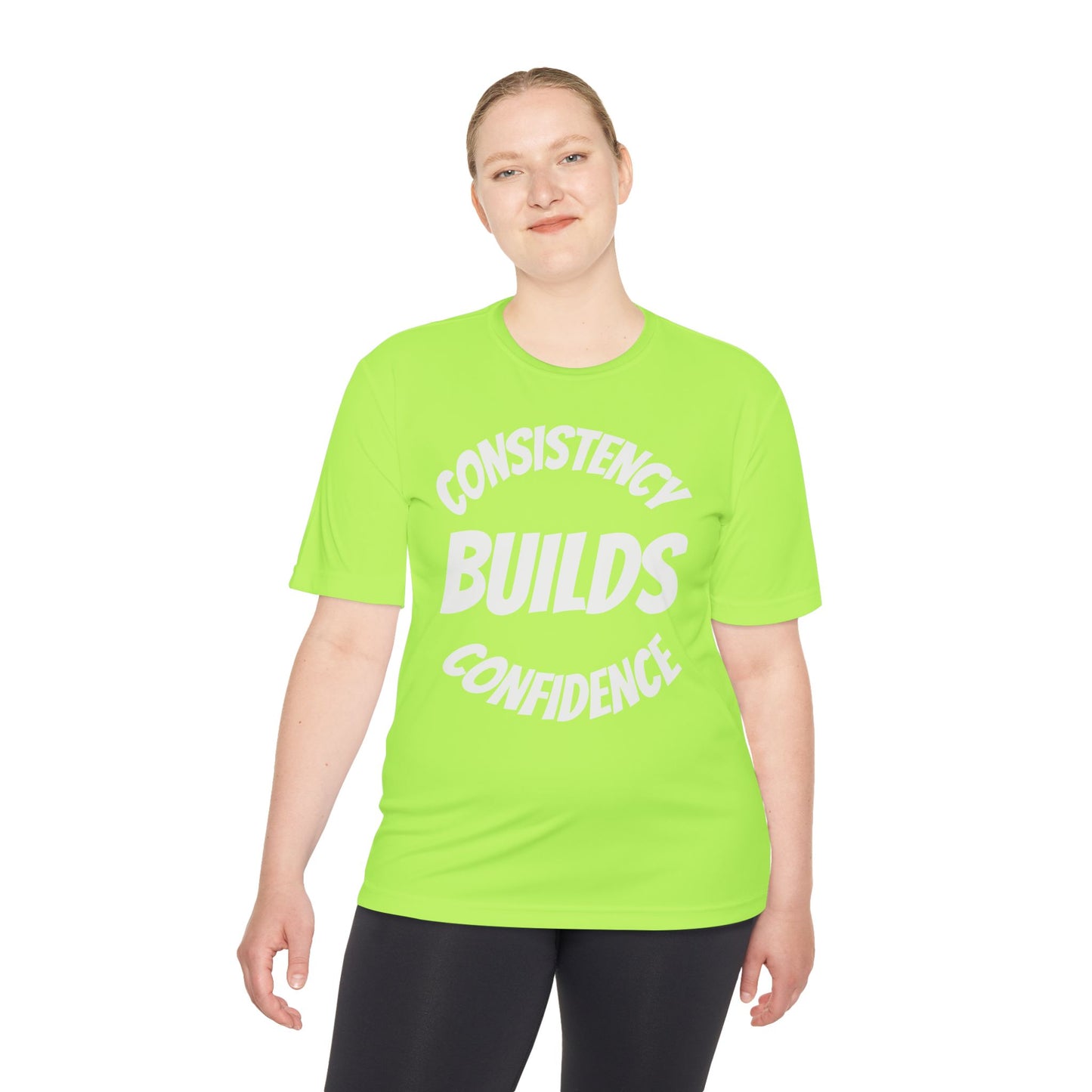 Confidence Build Moisture Wicking Tee, Consistency Builds Confidence | Athletic T-Shirt | Gym Wear | Fitness Apparel | Workout Gear | Motivational Shirt - HustleHealthShop