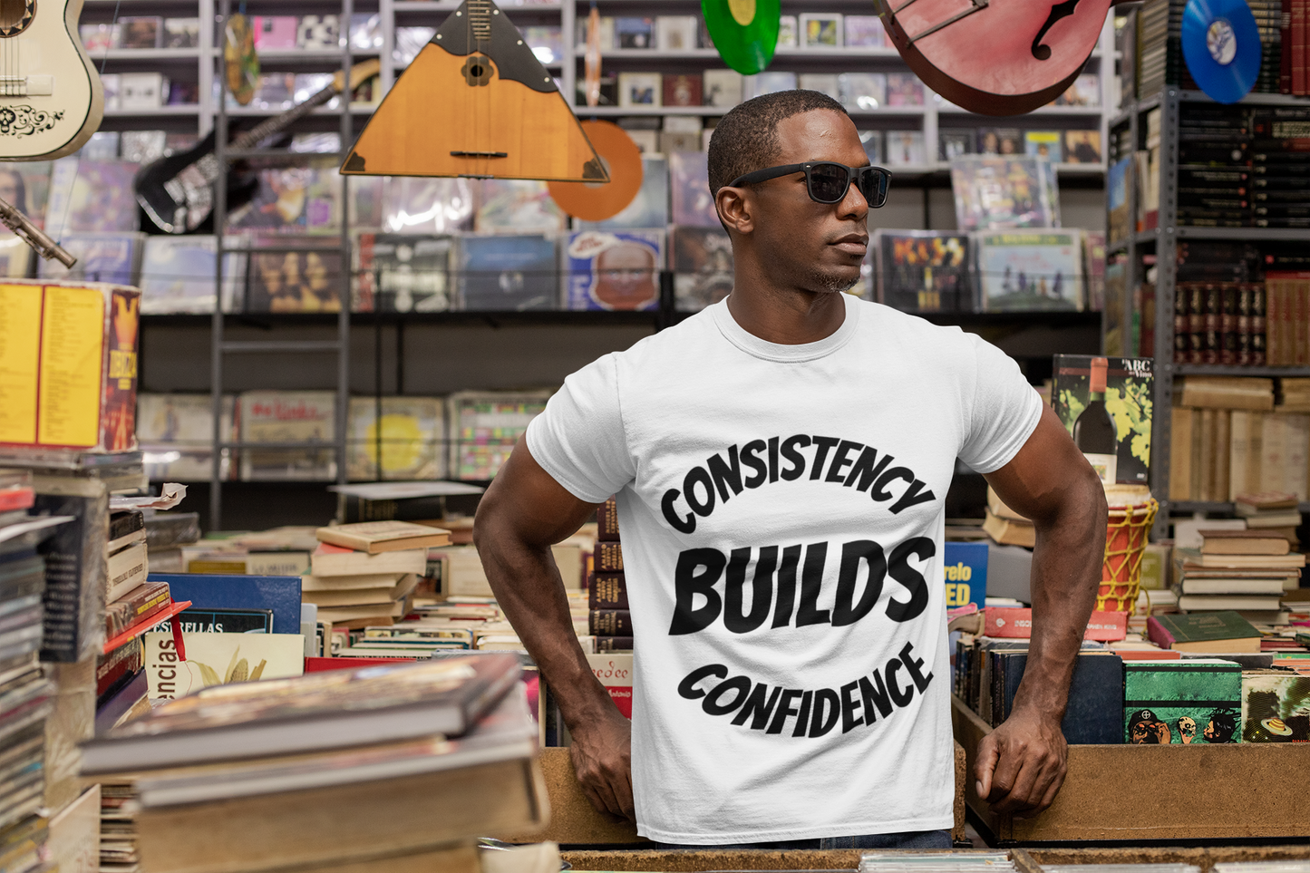 Motivational Fitness Tee - Consistency Builds Confidence, Workout Shirt, Sportswear, Activewear, Unisex Apparel - HustleHealthShop