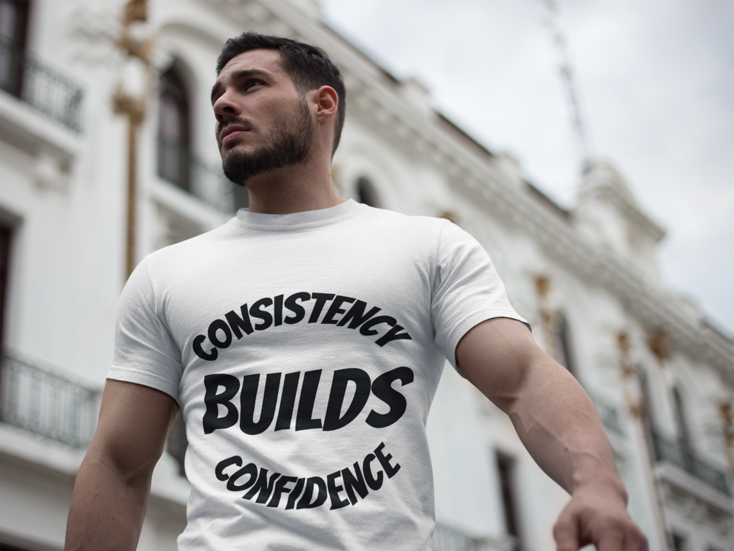 Motivational Fitness Tee - Consistency Builds Confidence, Workout Shirt, Sportswear, Activewear, Unisex Apparel - HustleHealthShop