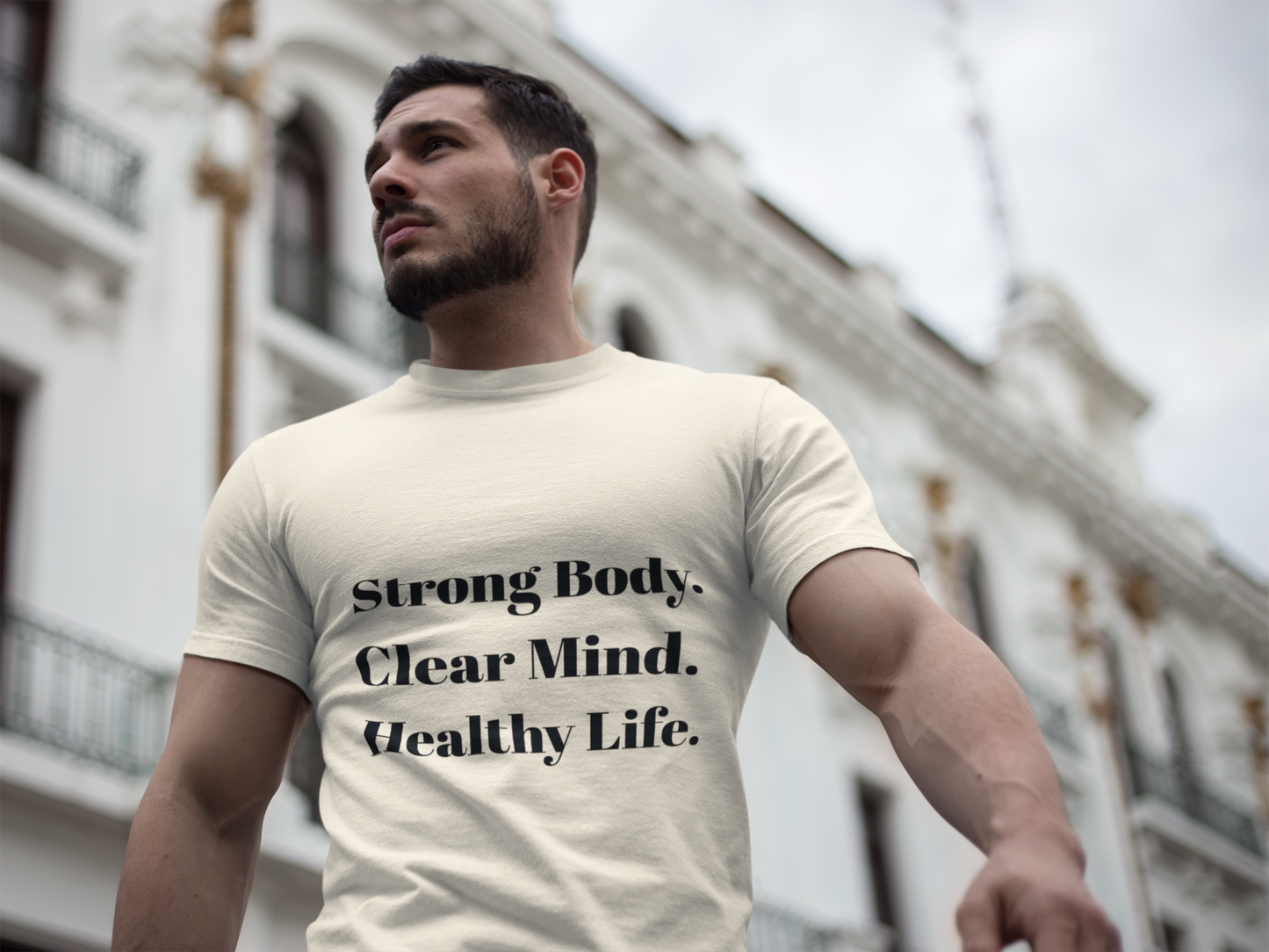 Unisex Motivational T-Shirt with Motivational Quotes Strong Body Clear Mind Healthy Life | Fitness, Wellness, Lifestyle Gift, Gym Wear, Everyday Comfort - HustleHealthShop