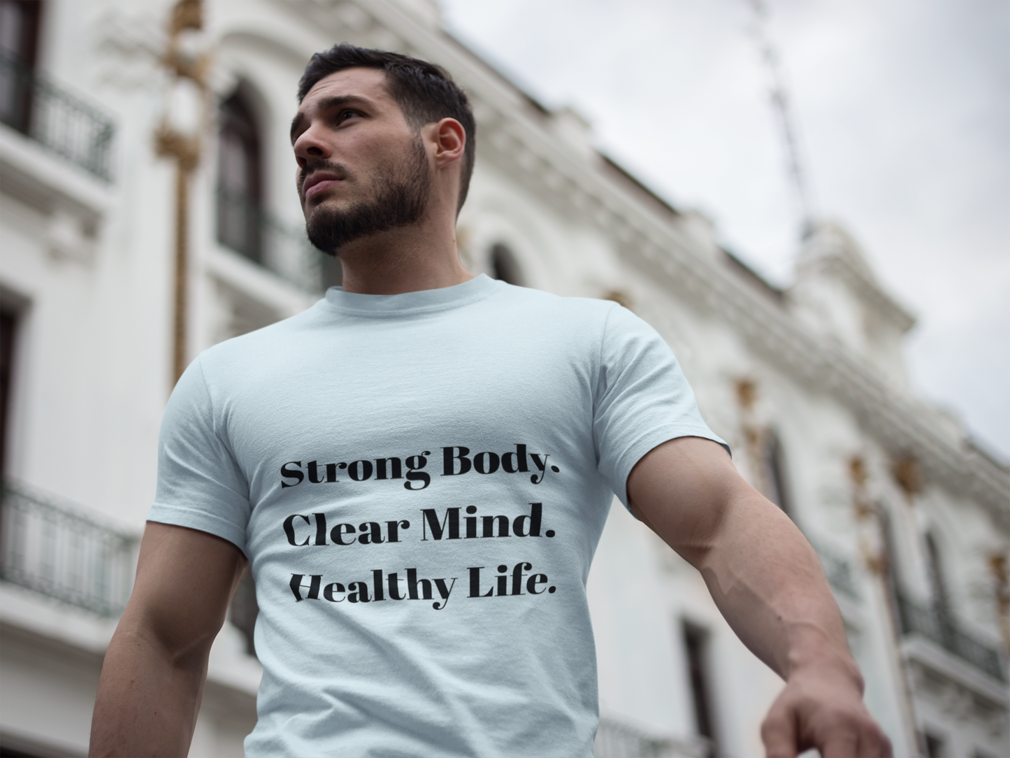 Unisex Motivational T-Shirt with Motivational Quotes Strong Body Clear Mind Healthy Life | Fitness, Wellness, Lifestyle Gift, Gym Wear, Everyday Comfort - HustleHealthShop