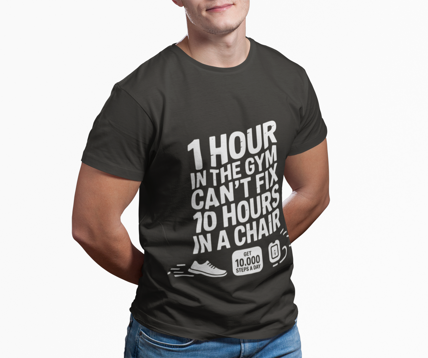 10,000 Steps Unisex Gym Motivation T-shirt - Fitness Gear, Workout Apparel, Exercise Tee, Casual Wear, Gift for Fitness Lovers - HustleHealthShop