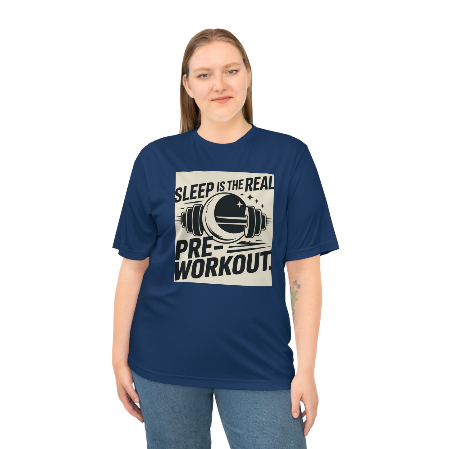 Sleep is The Real Pre-Workout with Background Unisex Zone Performance T-shirt - HustleHealthShop