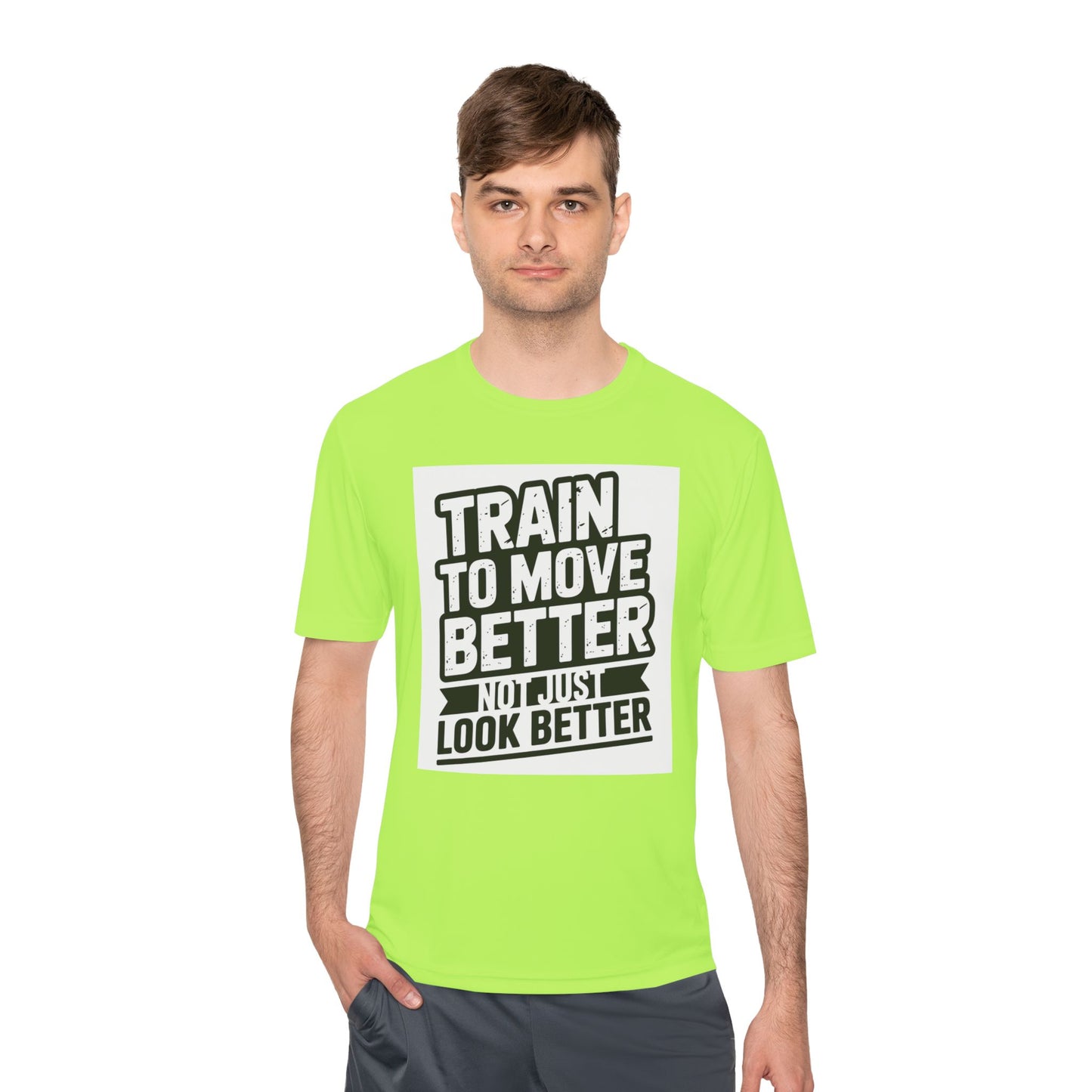 Train to Move Better Unisex Moisture Wicking Tee, Workout Shirt, Fitness Apparel, Gym Wardrobe, Motivational T-Shirt, Activewear