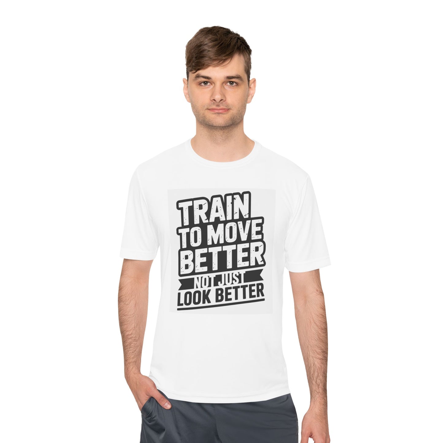 Train to Move Better Unisex Moisture Wicking Tee, Workout Shirt, Fitness Apparel, Gym Wardrobe, Motivational T-Shirt, Activewear