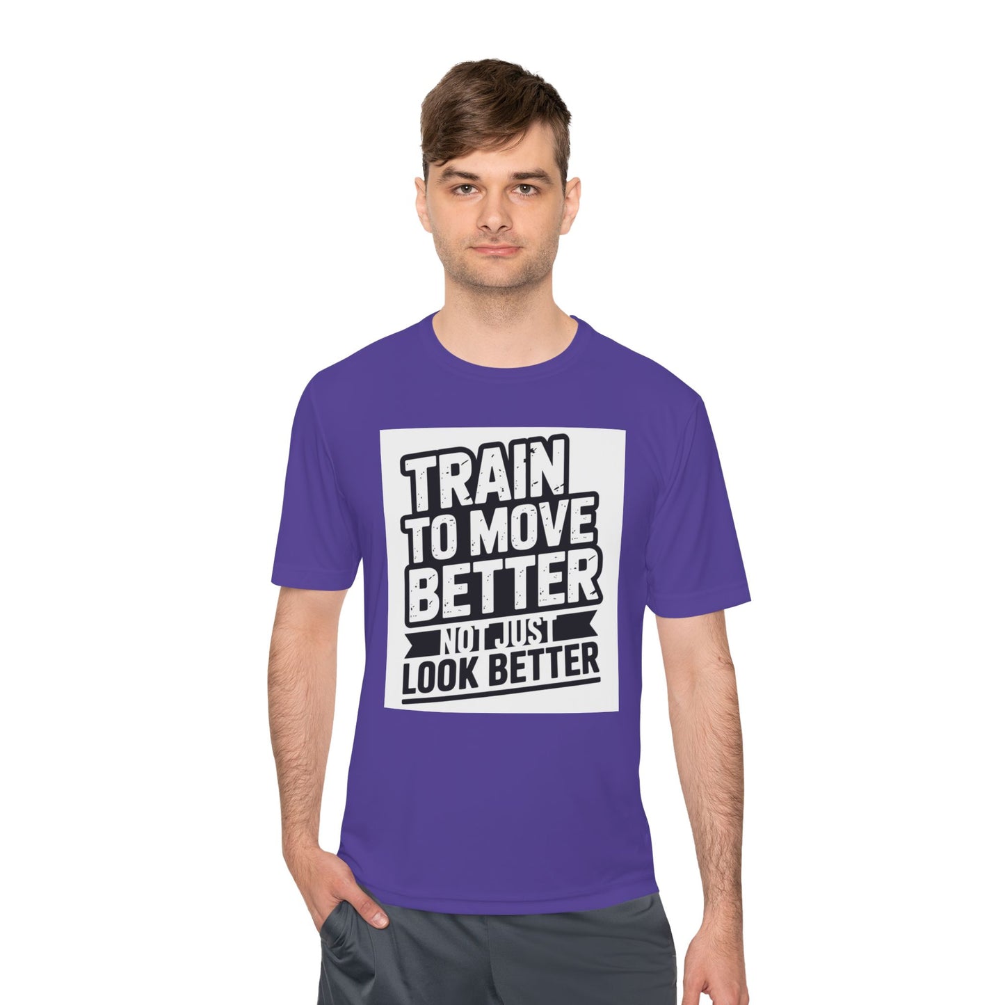 Train to Move Better Unisex Moisture Wicking Tee, Workout Shirt, Fitness Apparel, Gym Wardrobe, Motivational T-Shirt, Activewear