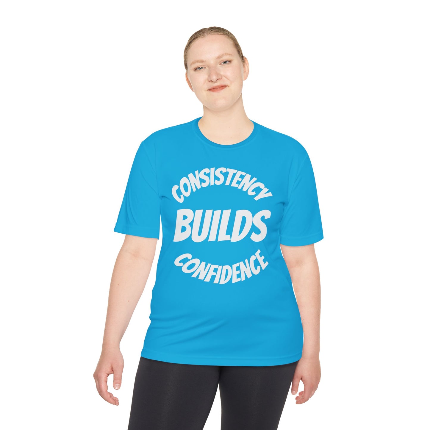 Confidence Build Moisture Wicking Tee, Consistency Builds Confidence | Athletic T-Shirt | Gym Wear | Fitness Apparel | Workout Gear | Motivational Shirt - HustleHealthShop