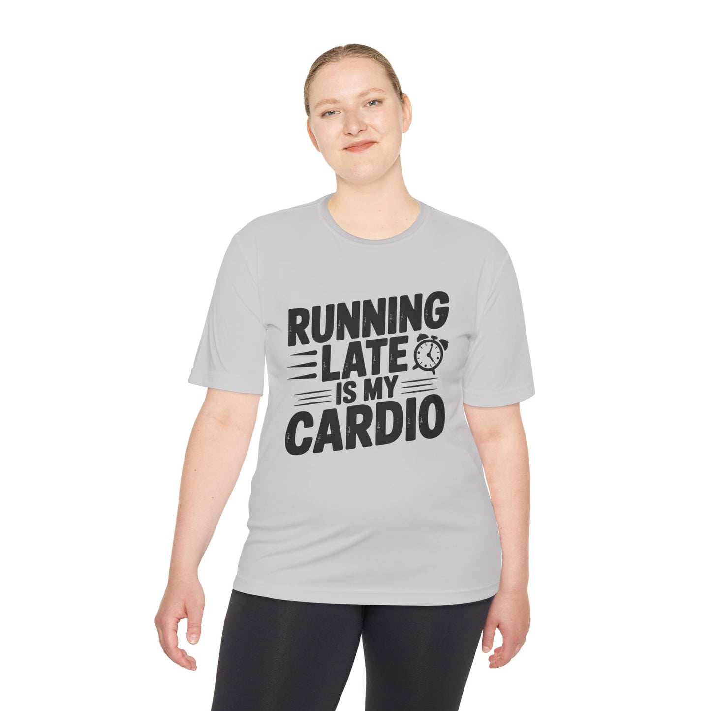 Funny Running Late Tee, Sports T-Shirt, Workout Top, Gift for Runners, Humorous Exercise Apparel
