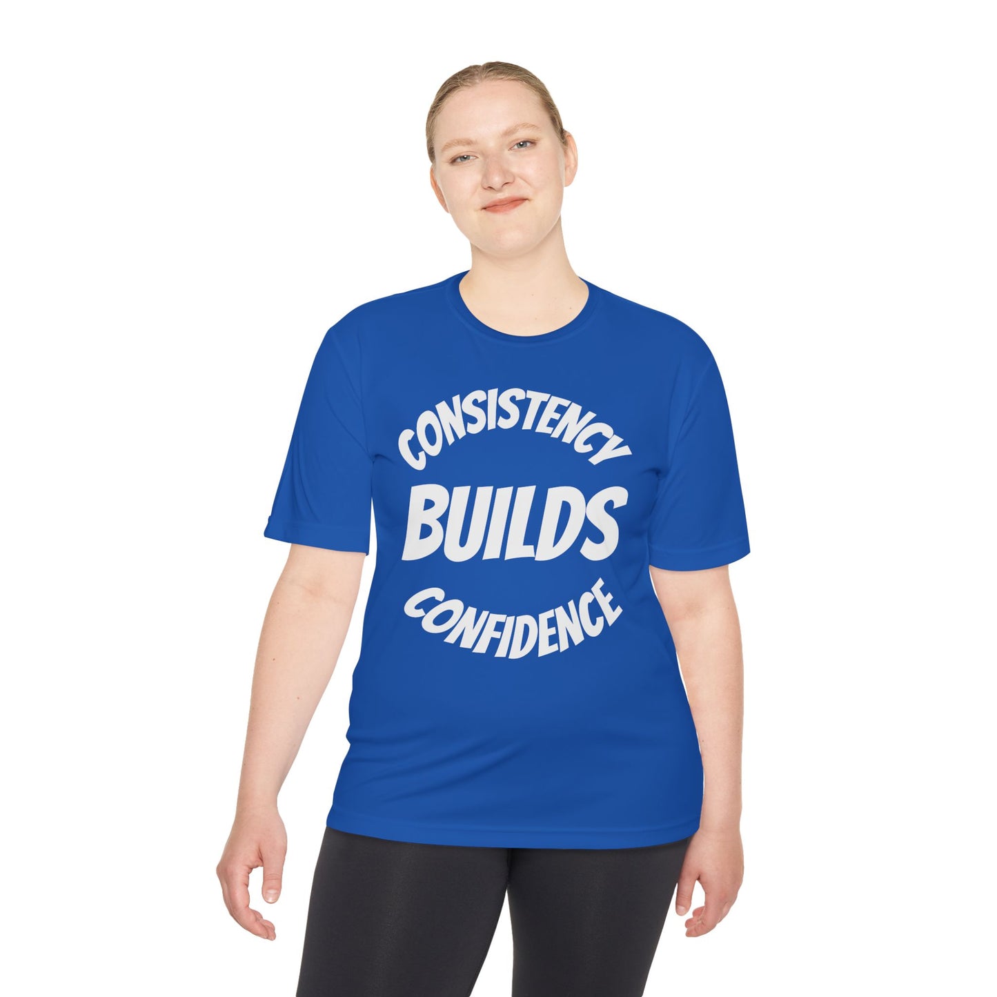 Confidence Build Moisture Wicking Tee, Consistency Builds Confidence | Athletic T-Shirt | Gym Wear | Fitness Apparel | Workout Gear | Motivational Shirt - HustleHealthShop