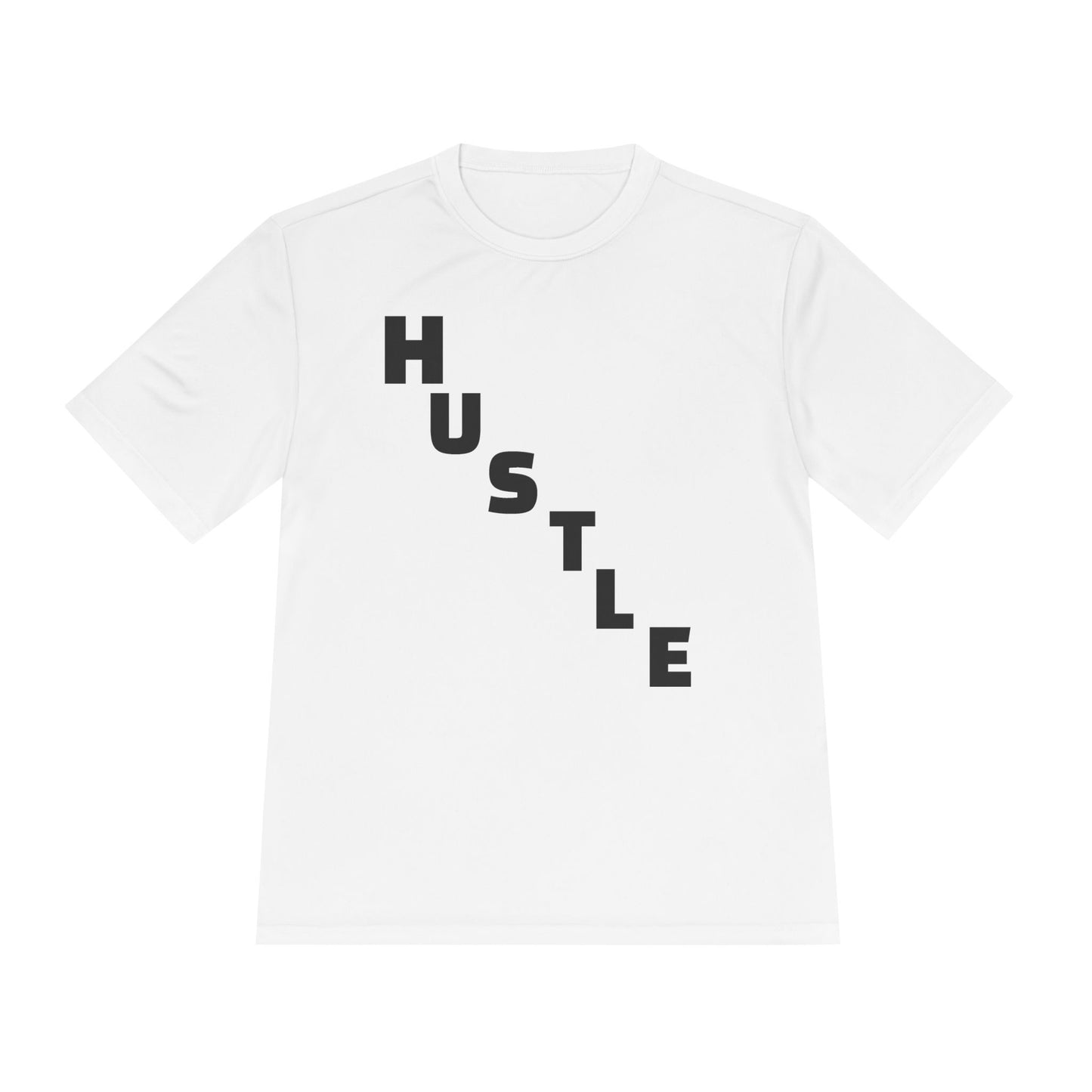 Hustle Unisex Moisture Wicking Tee, Workout Shirt, Athletic Wear, Gift for Fitness Enthusiasts, Motivational Tee, Casual Activewear