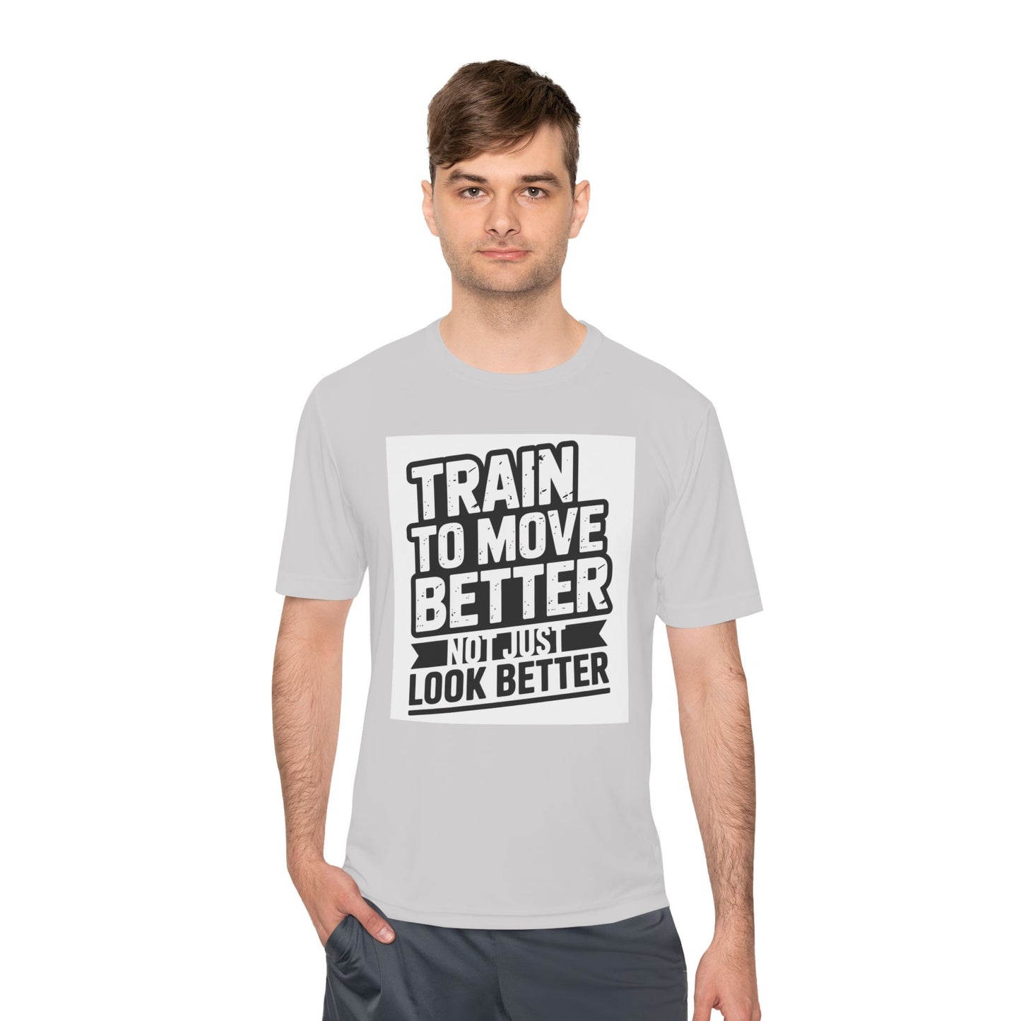Train to Move Better Unisex Moisture Wicking Tee, Workout Shirt, Fitness Apparel, Gym Wardrobe, Motivational T-Shirt, Activewear