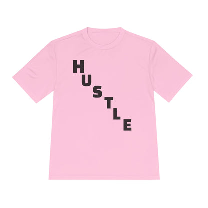 Hustle Unisex Moisture Wicking Tee, Workout Shirt, Athletic Wear, Gift for Fitness Enthusiasts, Motivational Tee, Casual Activewear