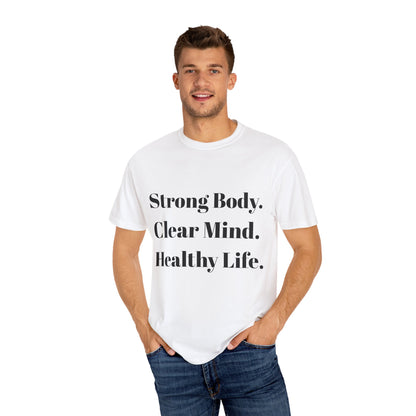 Unisex Motivational T-Shirt with Motivational Quotes Strong Body Clear Mind  Healthy Life | Fitness, Wellness, Lifestyle Gift, Gym Wear, Everyday Comfort - HustleHealthShop