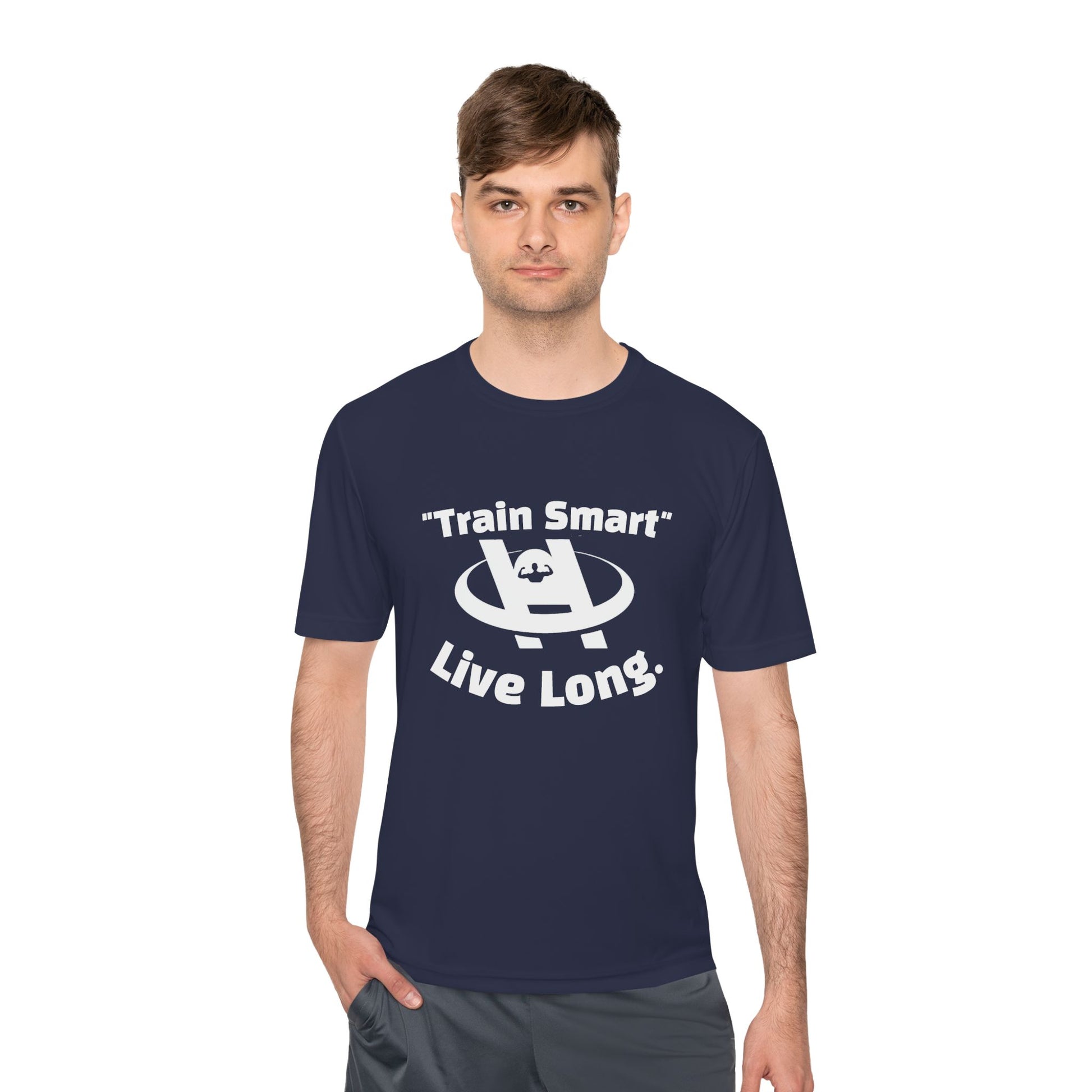 Unisex Moisture Wicking Fitness Tee - TRAIN SMART , LIVE LONG. Stay Cool, Exercise Shirt, Gym Apparel, Workout Top, Activewear - HustleHealthShop