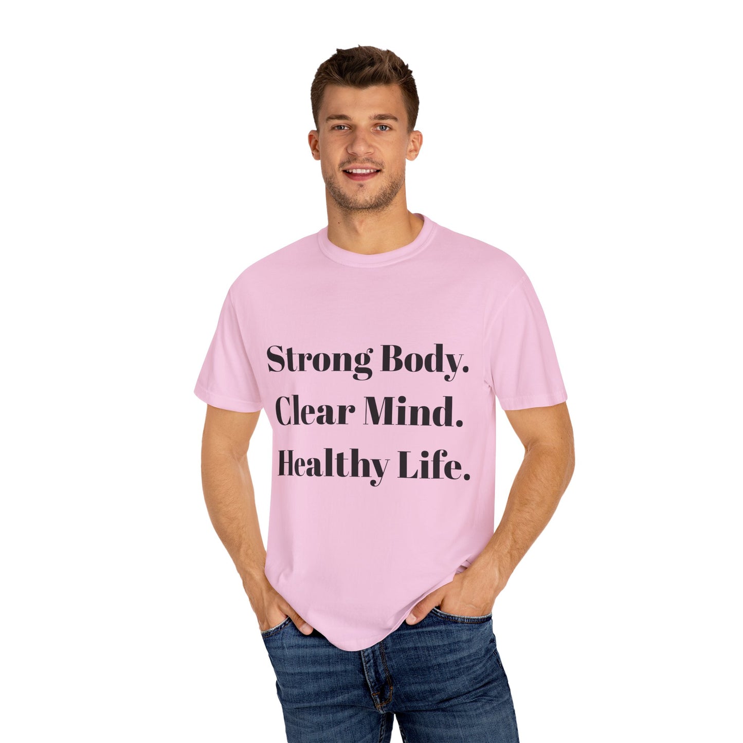 Unisex Motivational T-Shirt with Motivational Quotes Strong Body Clear Mind  Healthy Life | Fitness, Wellness, Lifestyle Gift, Gym Wear, Everyday Comfort - HustleHealthShop