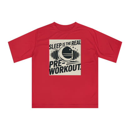 Sleep is The  Real Pre-Workout with Background Unisex Zone Performance T-shirt - HustleHealthShop