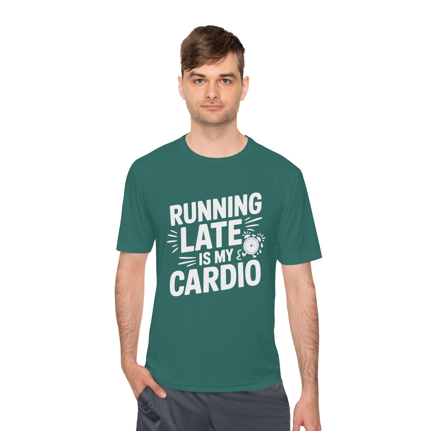 Moisture Wicking Running Late Tee - Fun Workout Shirt for Fitness Lovers, Gym Wear, Athlete Gift, Casual Sports Apparel, Perfect for [...]