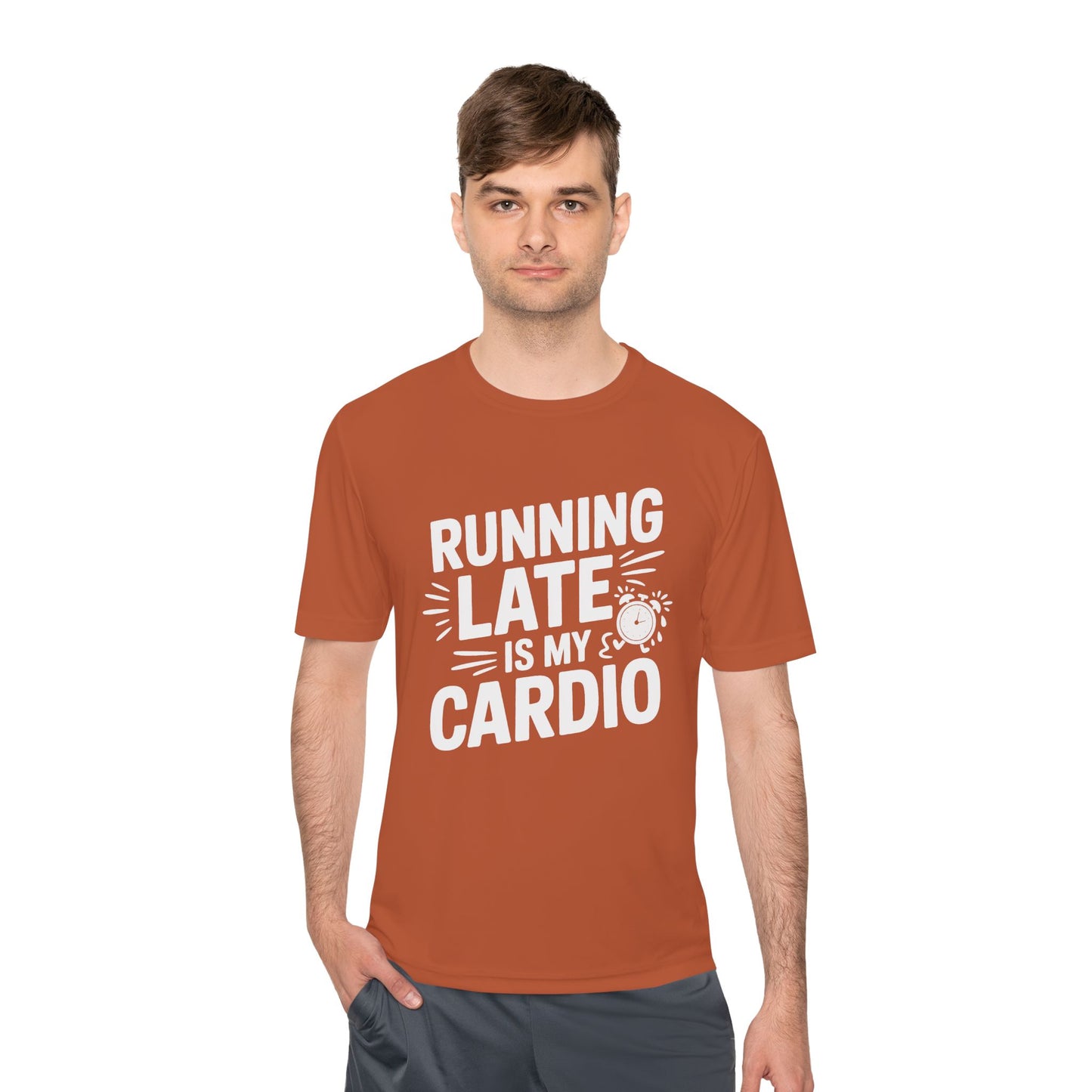 Moisture Wicking Running Late Tee - Fun Workout Shirt for Fitness Lovers, Gym Wear, Athlete Gift, Casual Sports Apparel, Perfect for [...]