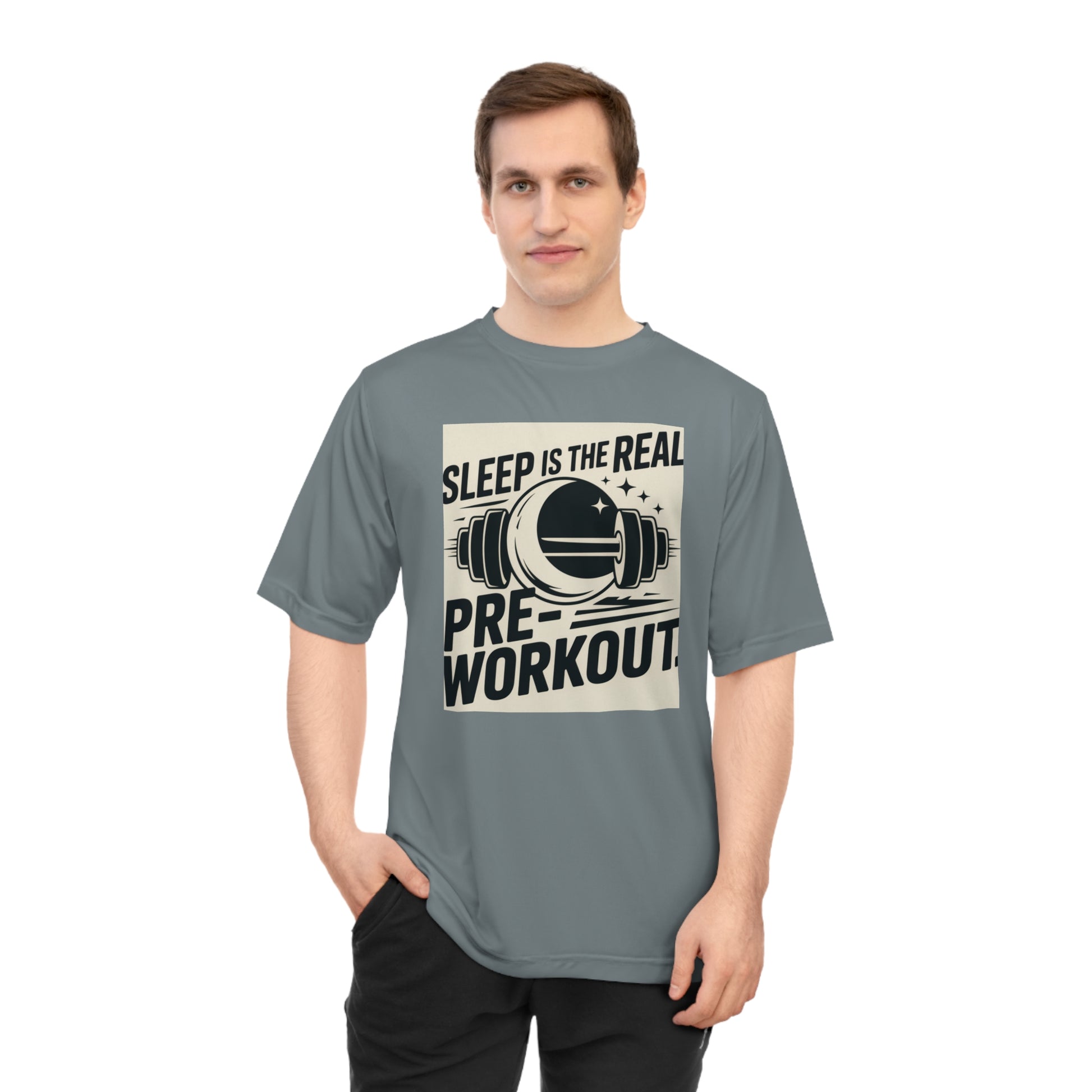 Sleep is The  Real Pre-Workout with Background Unisex Zone Performance T-shirt - HustleHealthShop