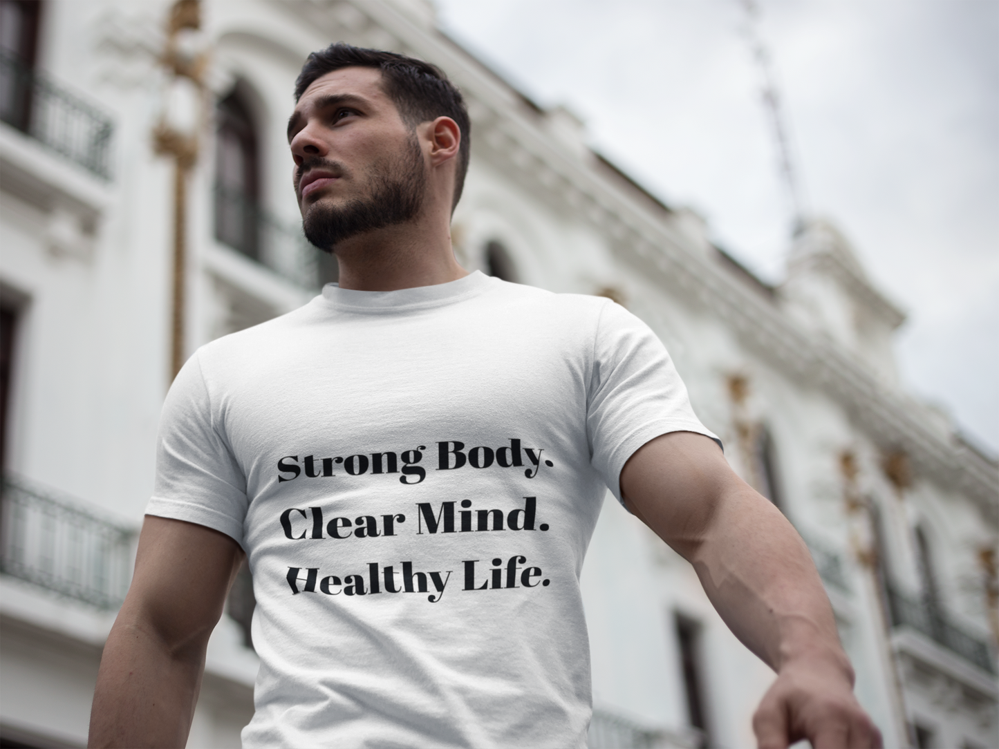 Unisex Motivational T-Shirt with Motivational Quotes Strong Body Clear Mind  Healthy Life | Fitness, Wellness, Lifestyle Gift, Gym Wear, Everyday Comfort - HustleHealthShop