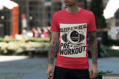 Sleep is The  Real Pre-Workout with Background Unisex Zone Performance T-shirt - HustleHealthShop