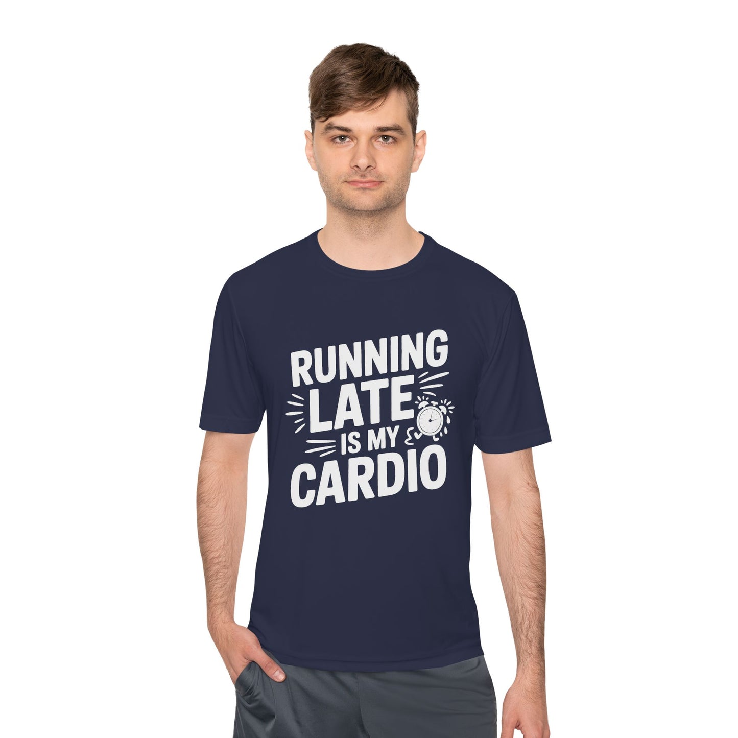 Moisture Wicking Running Late Tee - Fun Workout Shirt for Fitness Lovers, Gym Wear, Athlete Gift, Casual Sports Apparel, Perfect for [...]