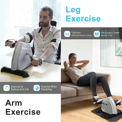 Under Desk Bike Pedal Exerciser Mini Exercise Bike for Arm/Leg Exercise, Pedal Exerciser for Seniors with LCD Display