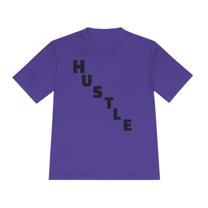 Hustle Unisex Moisture Wicking Tee, Workout Shirt, Athletic Wear, Gift for Fitness Enthusiasts, Motivational Tee, Casual Activewear