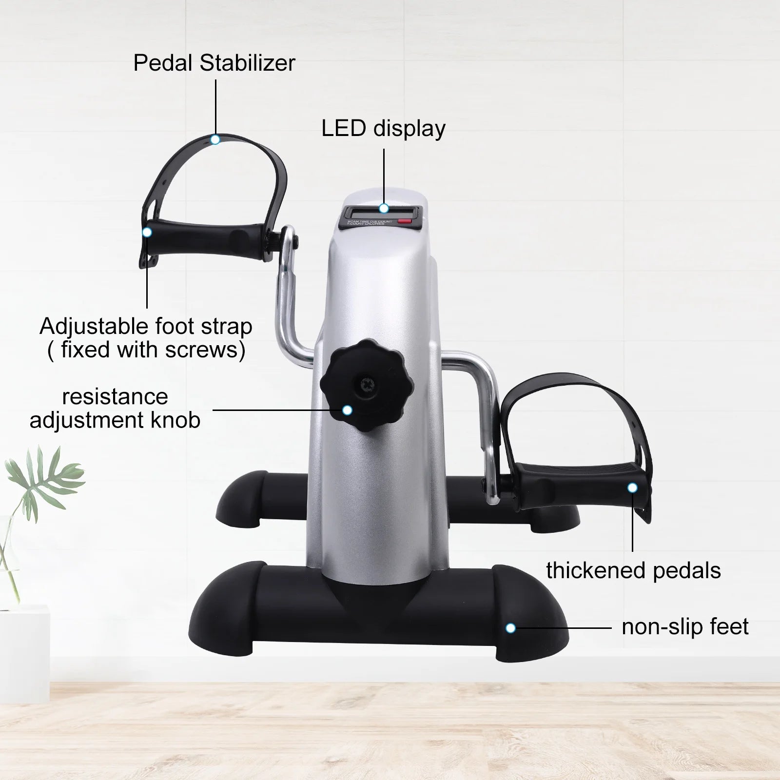Under Desk Bike Pedal Exerciser Mini Exercise Bike for Arm/Leg Exercise, Pedal Exerciser for Seniors with LCD Display
