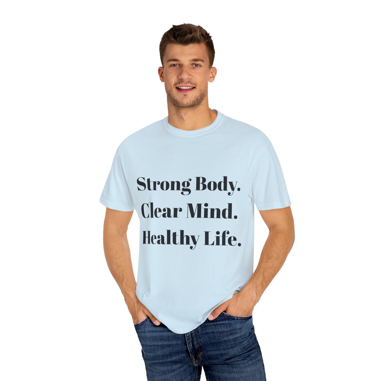 Unisex Motivational T-Shirt with Motivational Quotes Strong Body Clear Mind  Healthy Life | Fitness, Wellness, Lifestyle Gift, Gym Wear, Everyday Comfort - HustleHealthShop