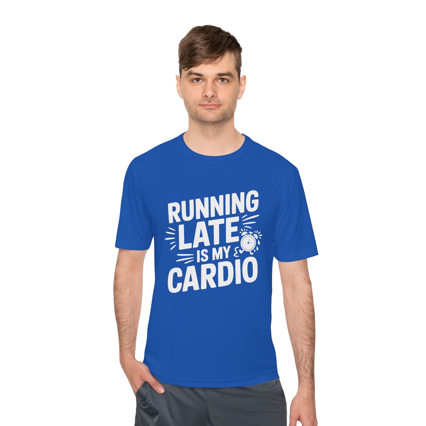 Moisture Wicking Running Late Tee - Fun Workout Shirt for Fitness Lovers, Gym Wear, Athlete Gift, Casual Sports Apparel, Perfect for [...]