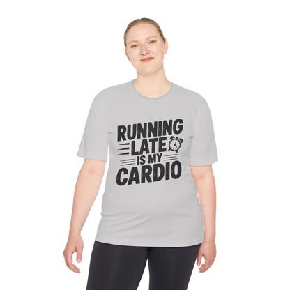 Funny Running Late Tee, Sports T-Shirt, Workout Top, Gift for Runners, Humorous Exercise Apparel