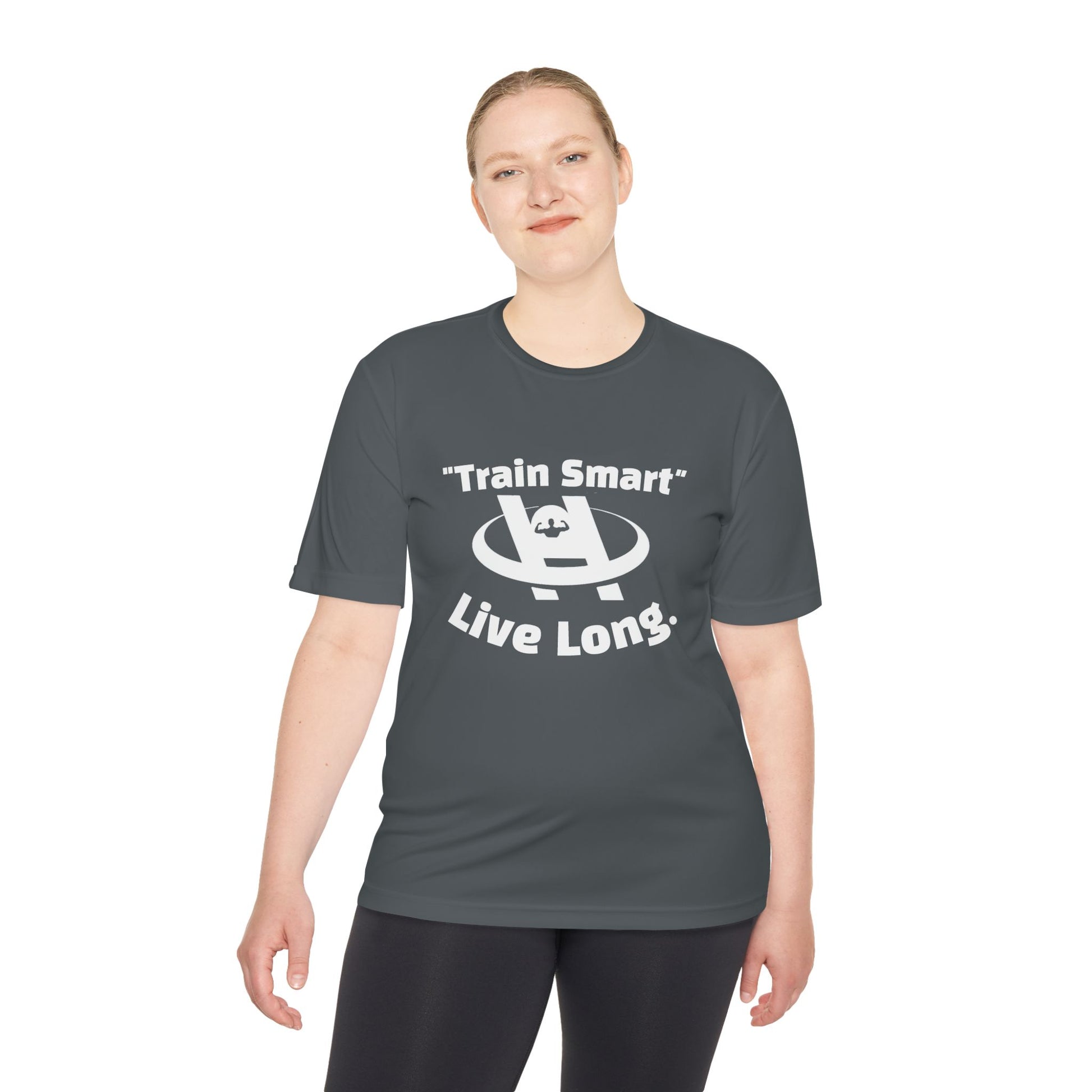 Unisex Moisture Wicking Fitness Tee - TRAIN SMART , LIVE LONG. Stay Cool, Exercise Shirt, Gym Apparel, Workout Top, Activewear - HustleHealthShop