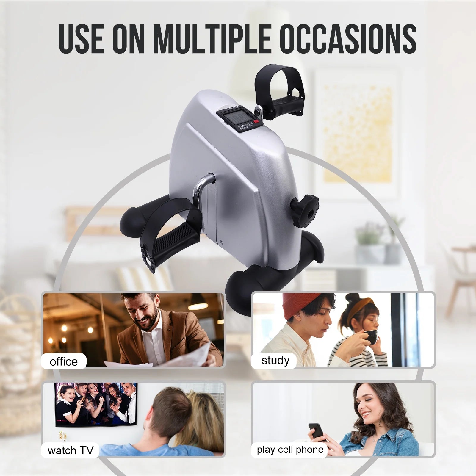 Under Desk Bike Pedal Exerciser Mini Exercise Bike for Arm/Leg Exercise, Pedal Exerciser for Seniors with LCD Display