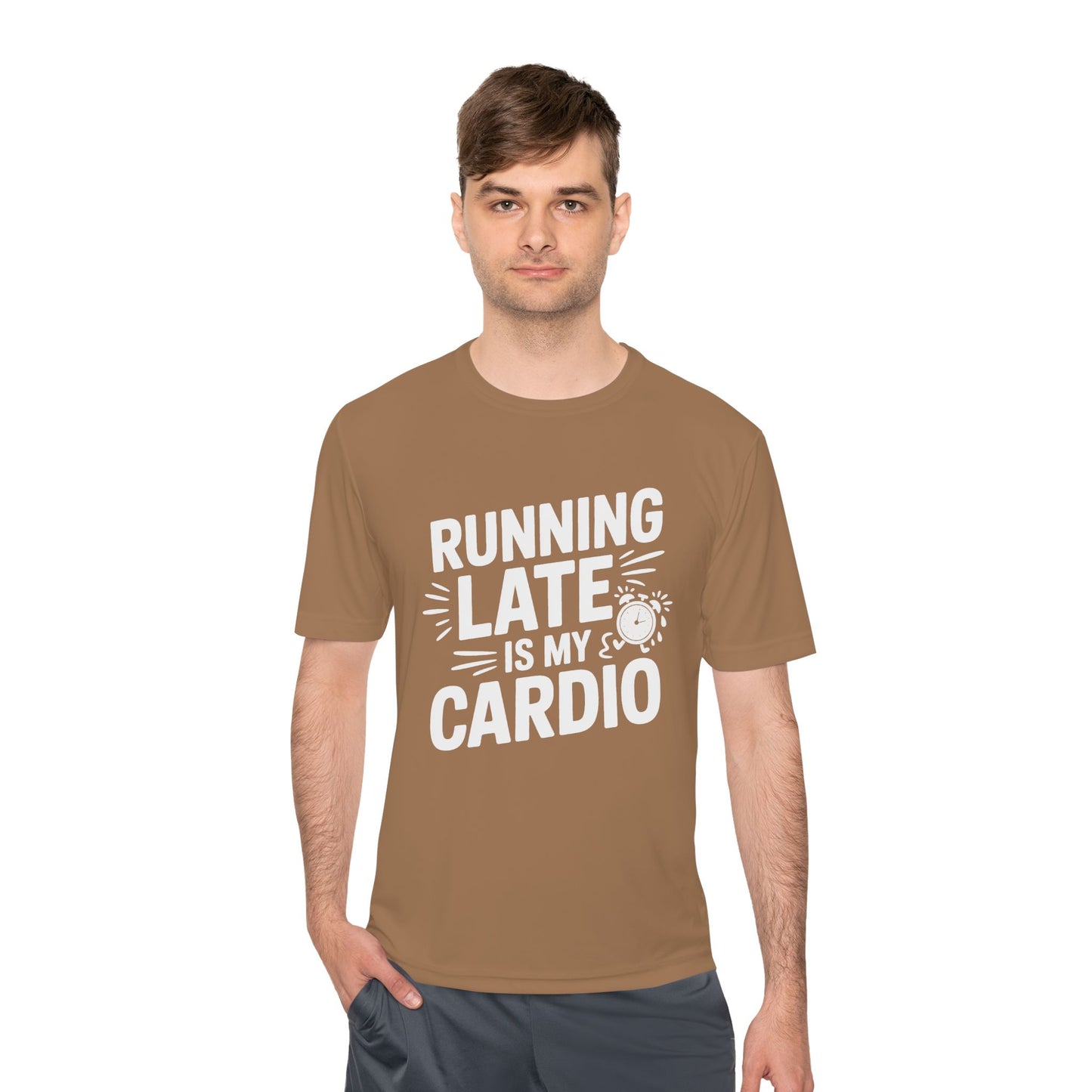 Moisture Wicking Running Late Tee - Fun Workout Shirt for Fitness Lovers, Gym Wear, Athlete Gift, Casual Sports Apparel, Perfect for [...]