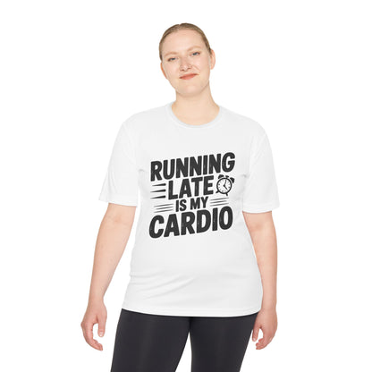 Funny Running Late Tee, Sports T-Shirt, Workout Top, Gift for Runners, Humorous Exercise Apparel