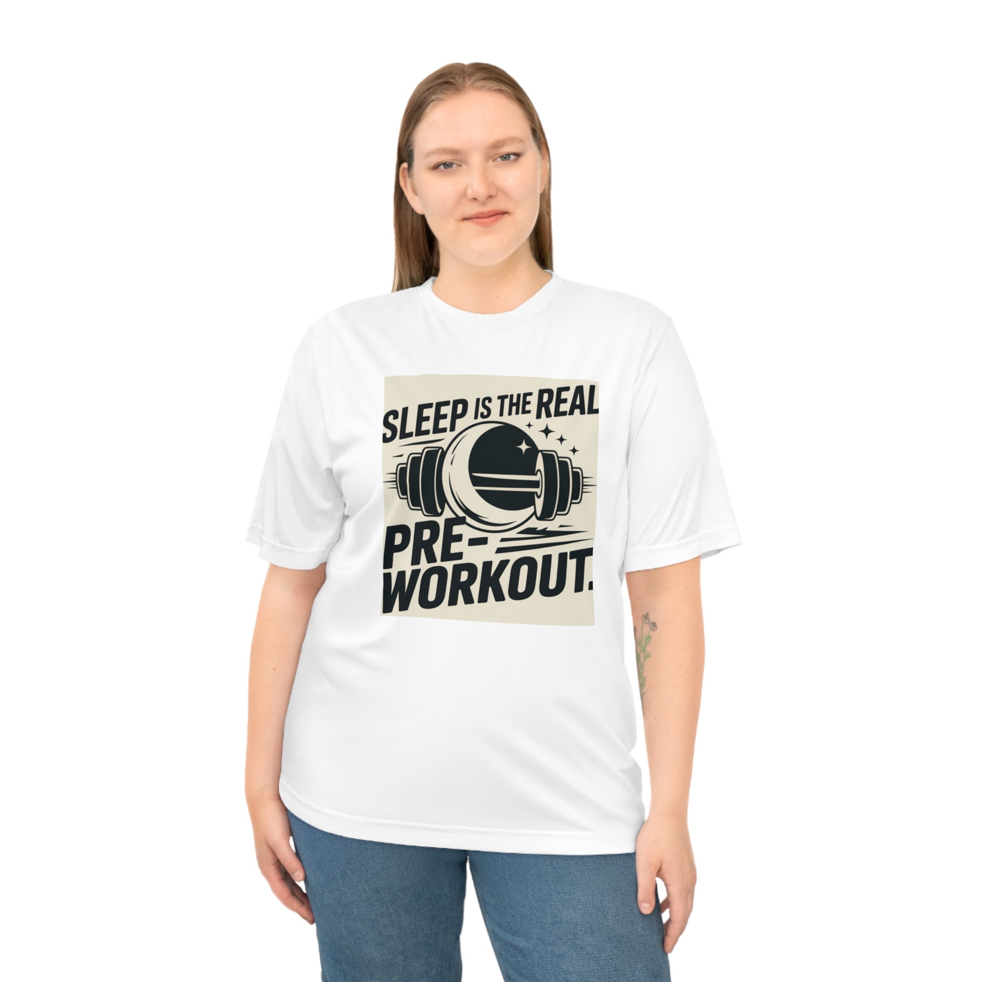 Sleep is The  Real Pre-Workout with Background Unisex Zone Performance T-shirt - HustleHealthShop