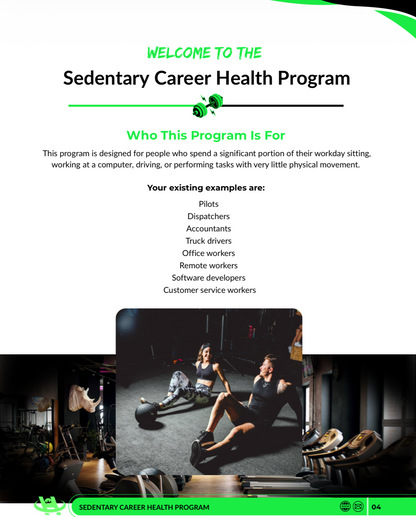 Sedentary worker health guide featuring nutrition, hydration, sleep, exercise, and activity strategies